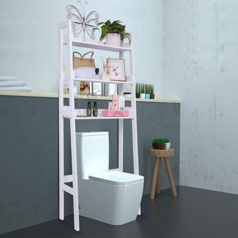 Photo 2 of Bonnlo Over The Toilet Storage Rack 3 Tier Over Toilet Shelf Bathroom Storage Cabinet Space Saver Unit 24Lx10 5/8Wx 59H (White)
