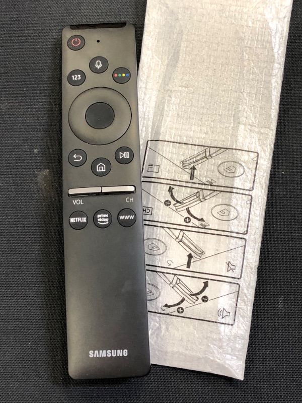 Photo 2 of OEM Samsung BN59-01312G TV Remote Control with Bluetooth Netflix Prime Video Hulu Voice Command Button UNABLE TO TEST FOR PROPER FUNCTION IN WAREHOUSE 
