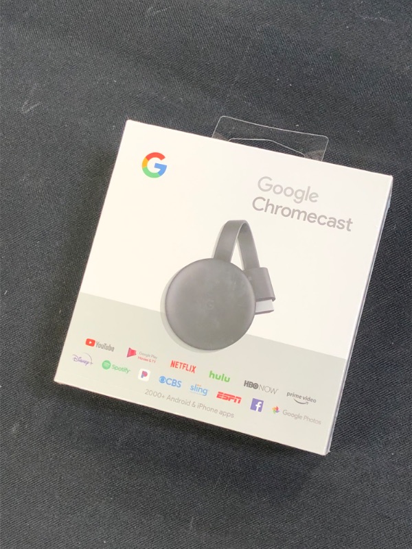 Photo 2 of Google Chromecast - Streaming Device with HDMI Cable - Stream Shows, Music, Photos, and Sports from Your Phone to Your TV FACTORY SEALED 
