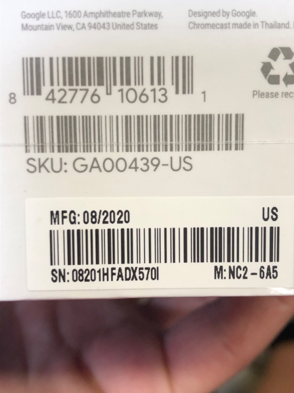 Photo 3 of Google Chromecast - Streaming Device with HDMI Cable - Stream Shows, Music, Photos, and Sports from Your Phone to Your TV FACTORY SEALED 
