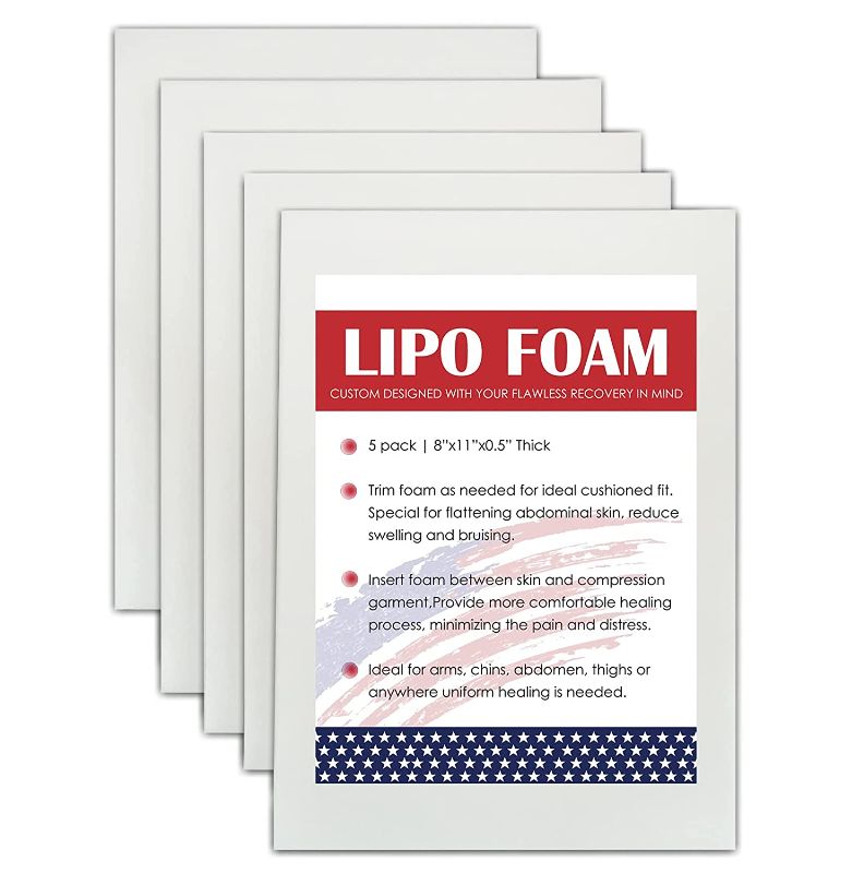 Photo 1 of 5 Pack Lipo Foam Pads for Post Surgery Ab Board Liposuction Surgery Flattening Abdominal Compression Garments Lipo Foam Sheets 8" x 11"
