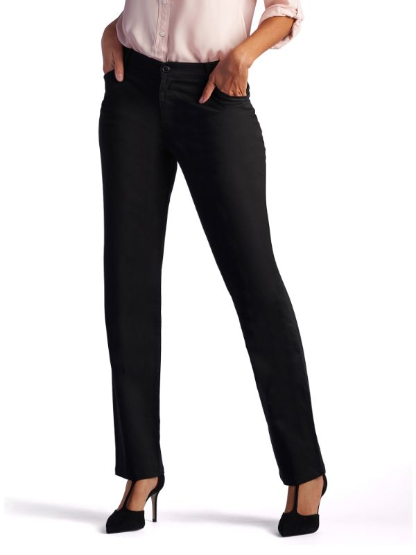 Photo 1 of Lee Women S Relaxed Fit All Day Straight Leg Pants - Black Black 8
 SIZE 8 MED