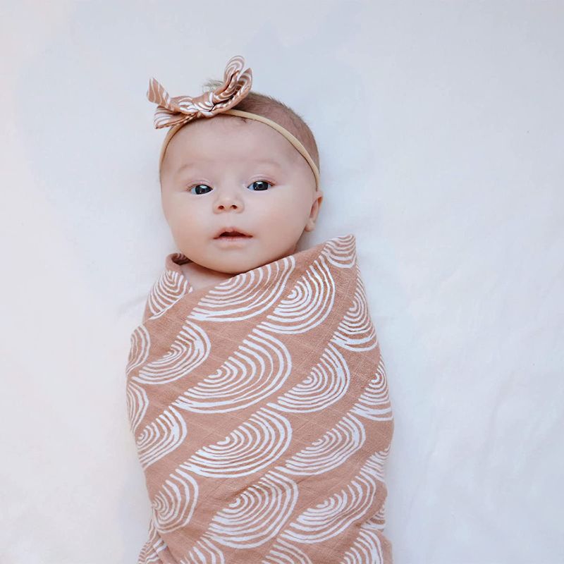 Photo 1 of LifeTree Baby Swaddle Blankets - 70% Bamboo/30% Cotton Muslin Swaddle Blankets Unisex - Boho Vintage Rainbow Print, Silky Soft, Lightweight, Breathable, Large 47 x 47 inches
