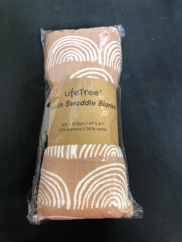 Photo 3 of LifeTree Baby Swaddle Blankets - 70% Bamboo/30% Cotton Muslin Swaddle Blankets Unisex - Boho Vintage Rainbow Print, Silky Soft, Lightweight, Breathable, Large 47 x 47 inches
