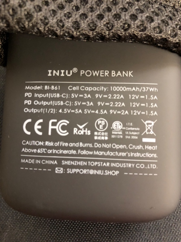 Photo 3 of INIU Portable Charger, 22.5W 20000mAh USB C in & out Power Bank Fast Charging, PD 3.0+QC 4.0 LED Display Phone Battery Pack Compatible with iPhone 13 12 11 Pro Samsung S21 Google LG iPad Tablet, etc.
