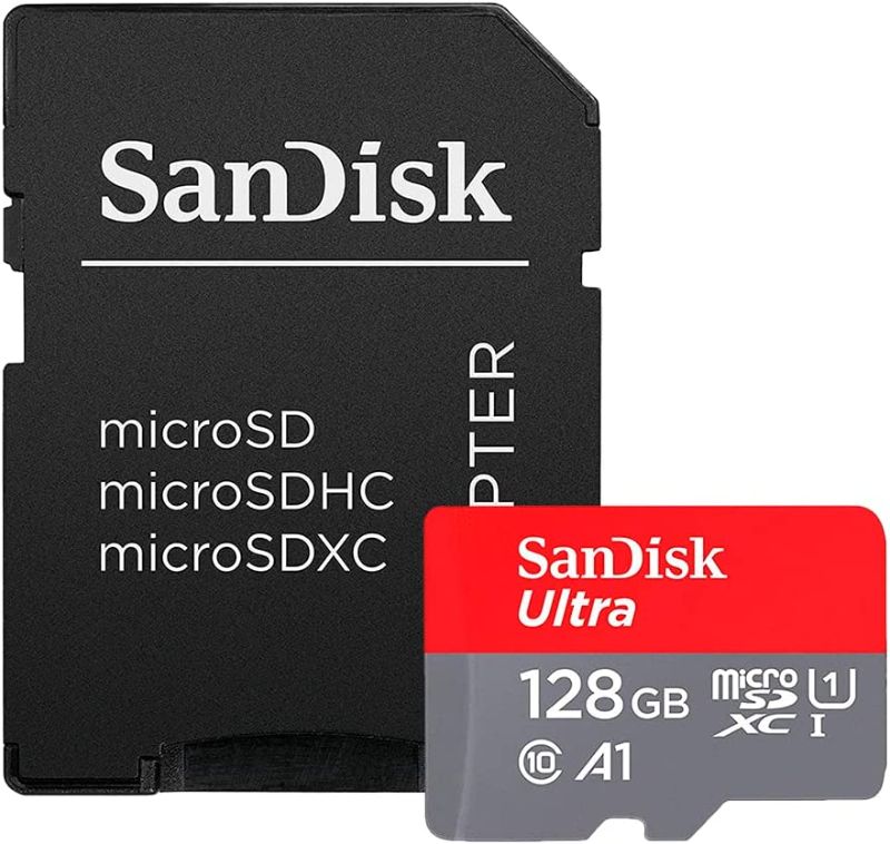 Photo 1 of SanDisk Ultra 128GB UHS-I Class 10 MicroSDXC Memory Card Up to 80mb/s SDSQUNC-128G with Adapter
