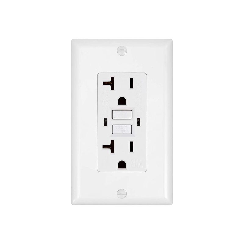 Photo 1 of EverElectrix GFCI Duplex Outlet Receptacle - Weather Resistant 20 Amp/125-Volt, Self-Test Function w/ LED Indicator - UL Listed, Electrical Outlet, GFCI Outlet - Wall Plate and Screws Included, White
 2 COUNT 