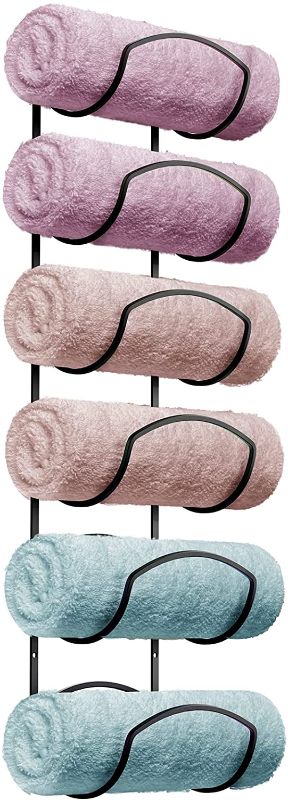 Photo 1 of CANYAVE Large Towel Racks for Bathroom, Wall Mounted Bathroom Towel Rack Towel Holder, Towel Storage for Rolled Bath Shower Hand Towel, 3 Levels x 2pcs, Matte Black
