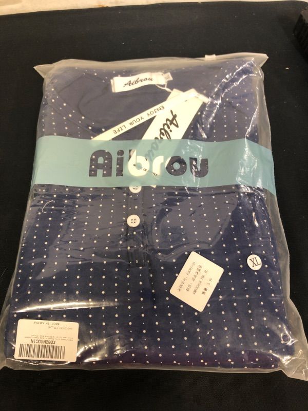 Photo 2 of AIBROU WOMENS COTTON PAJAMAS POLKA DOT DARK BLUE SIZE XL 