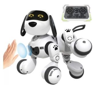 Photo 1 of DEERC Remote Control Dog Robot Toys for Kids Programmable Smart RC Robot with Gesture Sensing,Robotic Kit with LED Eyes,Walking, Q0823
MISSING REMOTE.