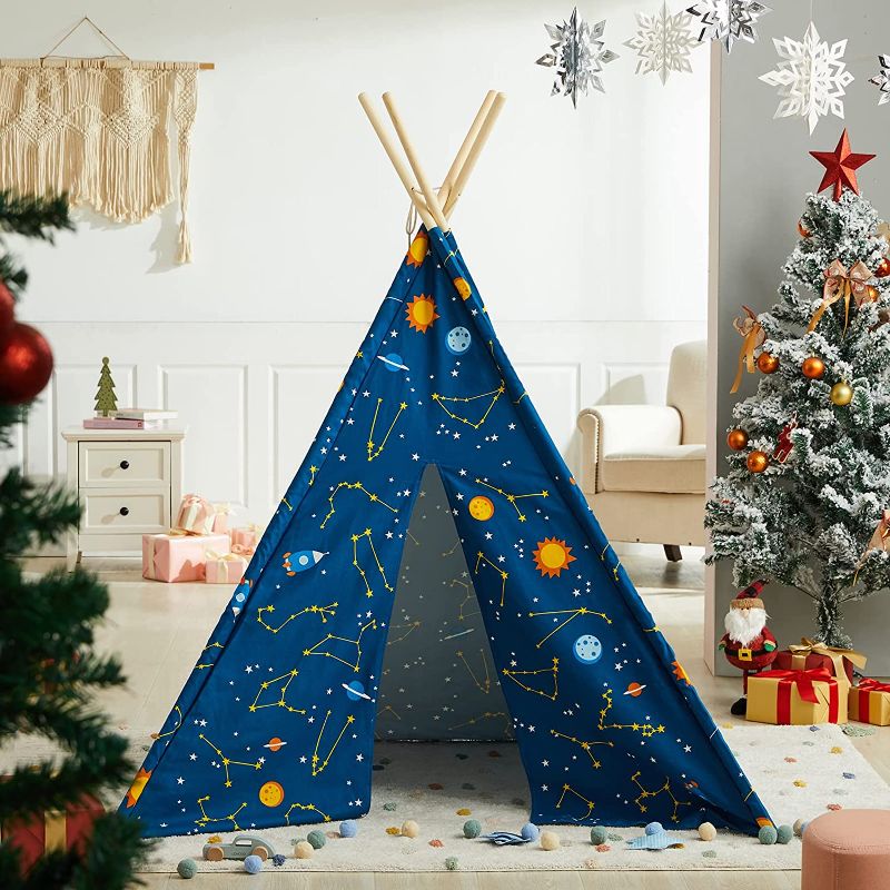 Photo 1 of Asweets Kids Teepee Tent-47''x 43''x 63'',Large Happy Hut Galaxy Space Kids Tent Indoor Outdoor Playhouse Tents for Boys and Girls Indian Teepee with Portable Play Tent Storage Bag (Starry Sky)
