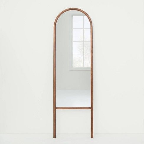 Photo 1 of 20" x 65" Wood Arched Floor Mirror Walnut - Threshold™ designed with Studio McGee

