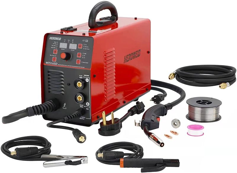 Photo 1 of 165Amps Mig Welder, Dual Voltage Mig Welding Machine, Mig/Stick/MMA/Lift TIG Welder Machine, Gas Gasless Flux Wire Core Welder (MTS-165D)
