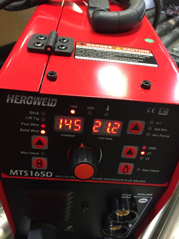 Photo 2 of 165Amps Mig Welder, Dual Voltage Mig Welding Machine, Mig/Stick/MMA/Lift TIG Welder Machine, Gas Gasless Flux Wire Core Welder (MTS-165D)
