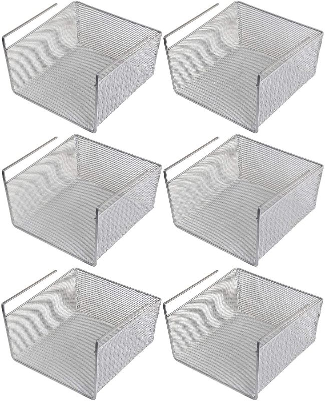 Photo 1 of YBM Home Under Shelf Basket (6-Pack) Mesh Stainless Steel Storage Under Cabinet Hanging Basket Rack Maximize Space in Cabinets, Pantry Room, Bathroom, Laundry Room, and More, 1614
