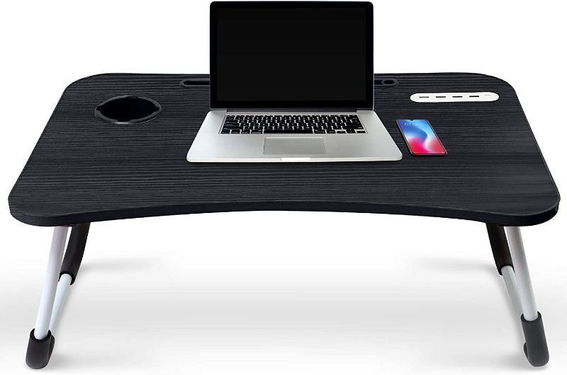 Photo 1 of Hometech Solutions Foldable Lap Desk for Laptop and Writing - Includes Tablet Stand and Cup Holder (Black)
