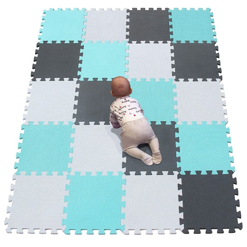 Photo 1 of YIMINYUER New Kids Baby EVA Interlocking Soft Foam Activity Play MAT Tiles Floor 20PC Inter-Locking White Green Gray R01R08R12G301020
