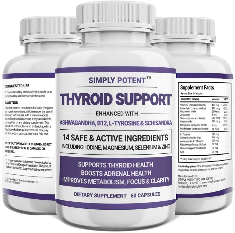 Photo 1 of 3 PK Thyroid Support & Adrenal Support Supplement 2-in-1 Natural Formula with Iodine & Ashwagandha for Energy, Metabolism, Focus for Women & Men, 60 Caps BEST BY 6/2023
