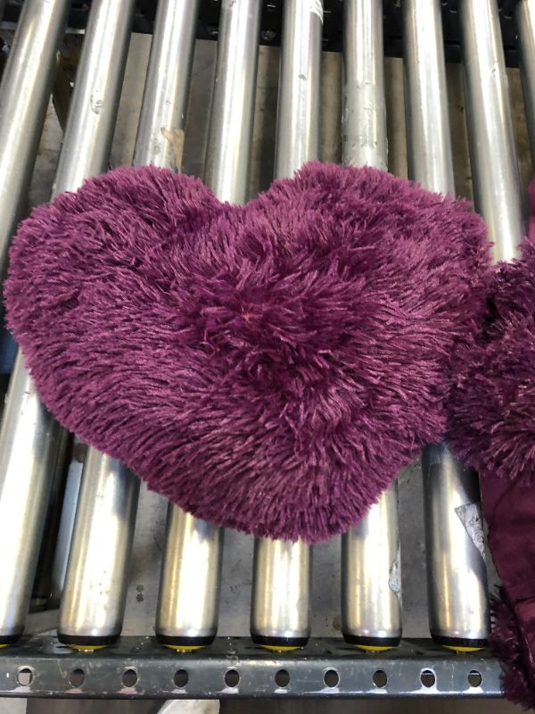 Photo 1 of burgundy - heart pillow and blanket set - used