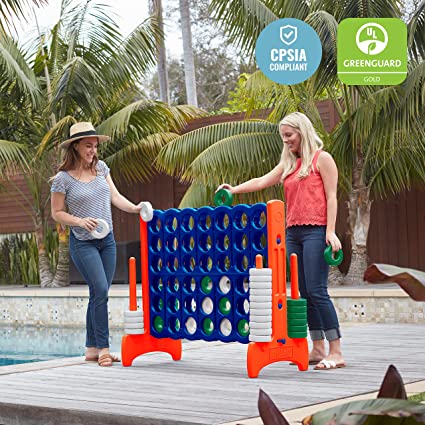 Photo 1 of ECR4Kids Jumbo 4-To-Score Giant Game Set - Oversized 4-In-A-Row Fun for Kids, Adults and Families - Indoors/Outdoor Yard Play - 4 Feet Tall - Orange and Purple
