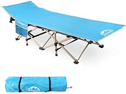 Photo 1 of ARAER Camping Cot, 450LBS(Max Load), Portable Foldable Outdoor Bed with Carry Bag for Adults Kids, Heavy Duty Cot for Traveling Gear Supplier, Office Nap, Beach Vocation and Home Lounging
