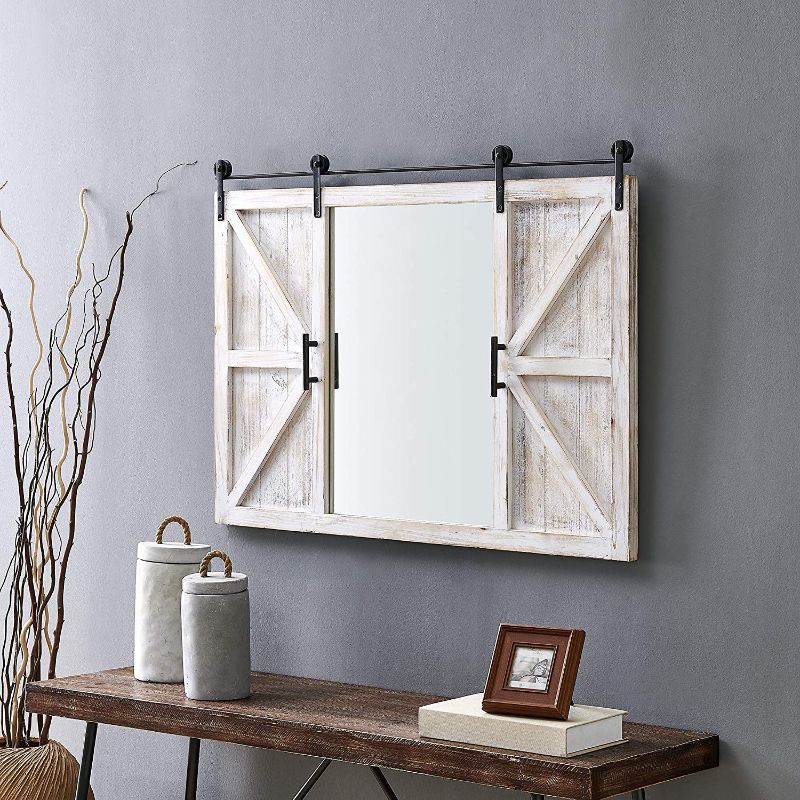 Photo 1 of FirsTime & Co.® Hayloft Farmhouse Barn Door Mirror, American Crafted, White, 36 x 2 x 24
