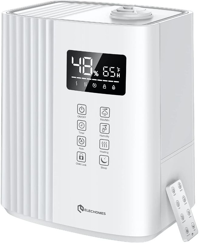 Photo 1 of Elechomes SH8830 Humidifier, 6.5L(1.72Gal) Top Fill Warm and Cool Mist Humidifiers for Bedroom with Remote Control, 700 ml/h Max, Auto & Sleep Mode, 360° Nozzle, Auto Shut-Off, White
