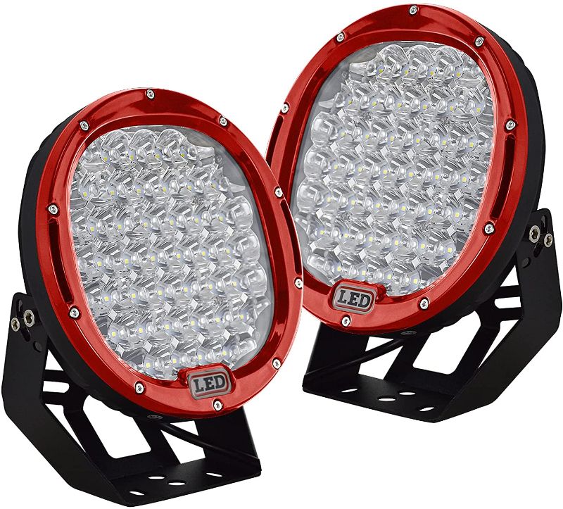 Photo 1 of AUXTINGS 9 inch 96w Red Round Spot Led Light Bar Offroad LED Work Light for Jeep Off-road Vehicles 4x4 Atvs Utvs (9 in 96W Red)
