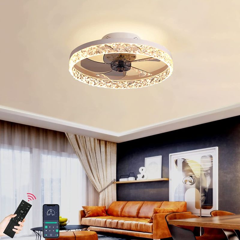 Photo 1 of Ceiling Fan with Lights Remote Control,19.7" Ceiling Fans with Lights Dimmable 6 Speeds Reversible Blades Timing With Remote Control Flush Mount Low Profile Ceiling Fan Led ( Color : White )

