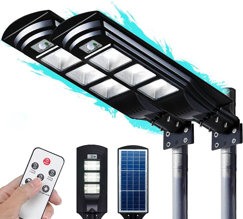 Photo 1 of 200W Solar Street Light 6000LM Solar Flood Lights Outdoor Dusk to Dawn Flood Lights Outdoor with Motion Sensor and Remote Control 2 Pack FUHONGRUI
