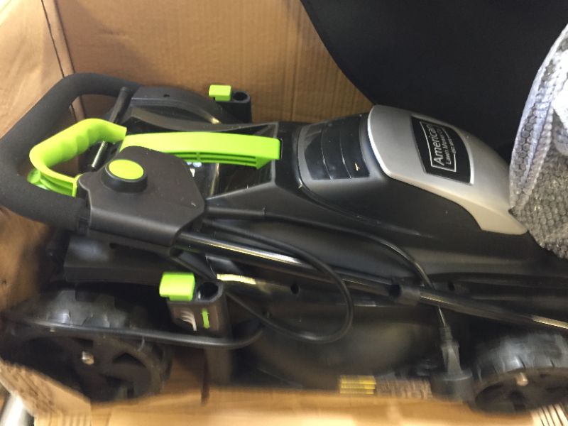 Photo 2 of American Lawn Mower Company 50514 14-Inch 11-Amp Corded Electric Lawn Mower, Black. Box Packaging is Damaged, Moderate Use. 
