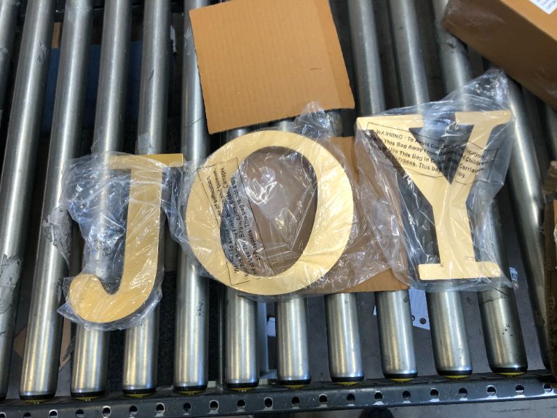 Photo 1 of 24" x 10" Joy Metal Word Wall Decor Gold - Threshold
