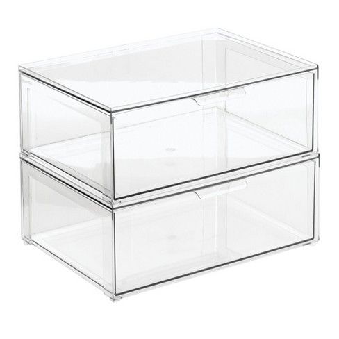 Photo 1 of  Plastic Stackable Closet Storage Box W/ Pull-out Drawer - 2 Pack