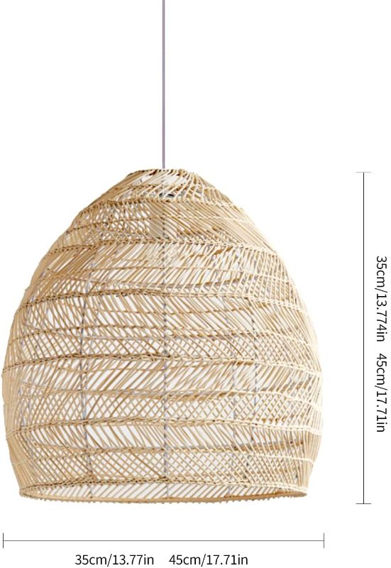 Photo 1 of Arturesthome Rattan Woven Pendant Light Shades, Kitchen Island Ceiling Lights, Handmade Hanging Lamp Crafts Lampshade (45cmx45cm, Natural Rattan)
