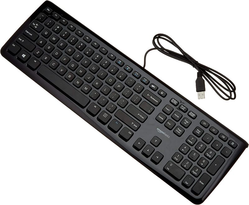 Photo 1 of Amazon Basics Wired Keyboard, Keyboard only (1-Pack)
