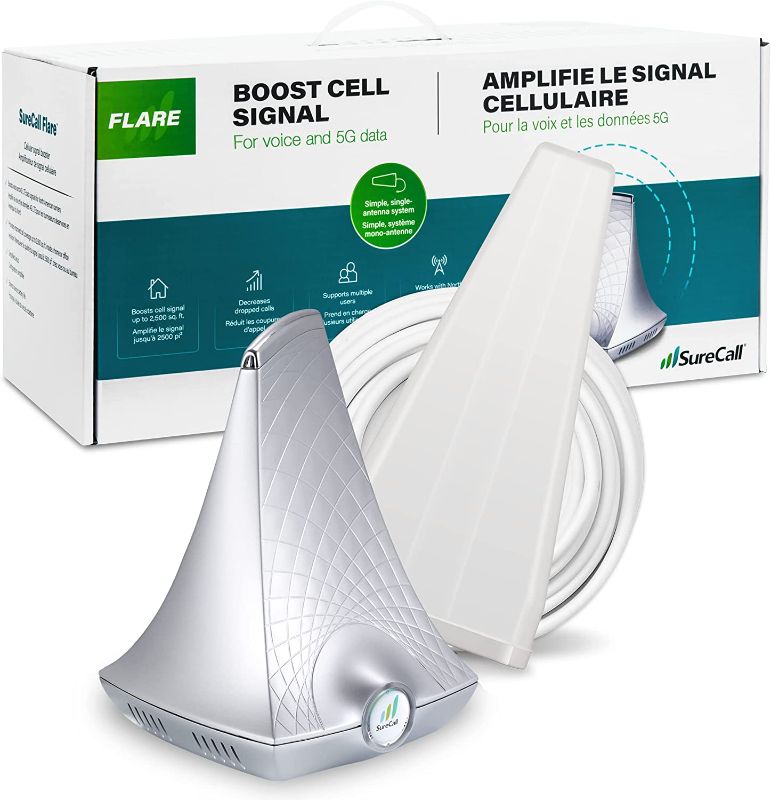 Photo 1 of SureCall Flare 3.0 Cell Signal Booster for Home & Office up to 3500 sq ft, Boosts 5G/4G LTE, Yagi Outdoor Antenna, Multi-User All Carrier, Verizon AT&T Sprint T-Mobile, FCC Approved, USA Company
