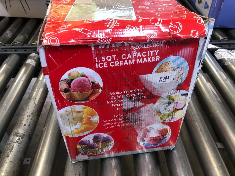 Photo 5 of Americana EIM-1400R 1.5 Qt Freezer Bowl Automatic Easy Homemade Electric Ice Cream Maker, Ingredient Chute, On/Off Switch, No Salt Needed, Creamy Ice Cream, Gelato, Frozen Yogurt, Sorbet, Recipe Book
