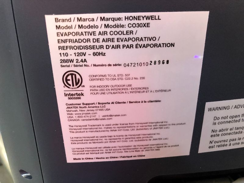 Photo 6 of Honeywell 780 CFM 3-Speed Outdoor Rated Portable Evaporative Cooler (Swamp Cooler) with GFCI Cord for 320 sq. ft.
