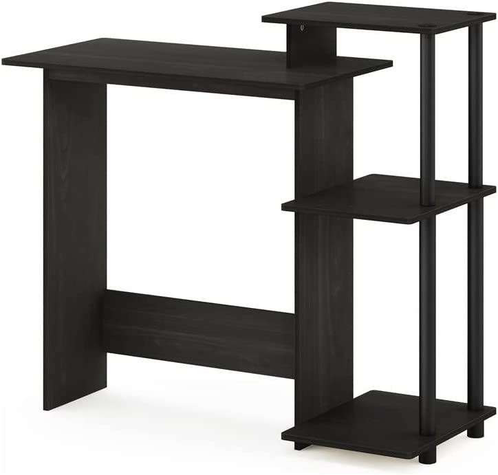 Photo 1 of Furinno Efficient Home Laptop Notebook Computer Desk with Square Shelves, Espresso/Black
