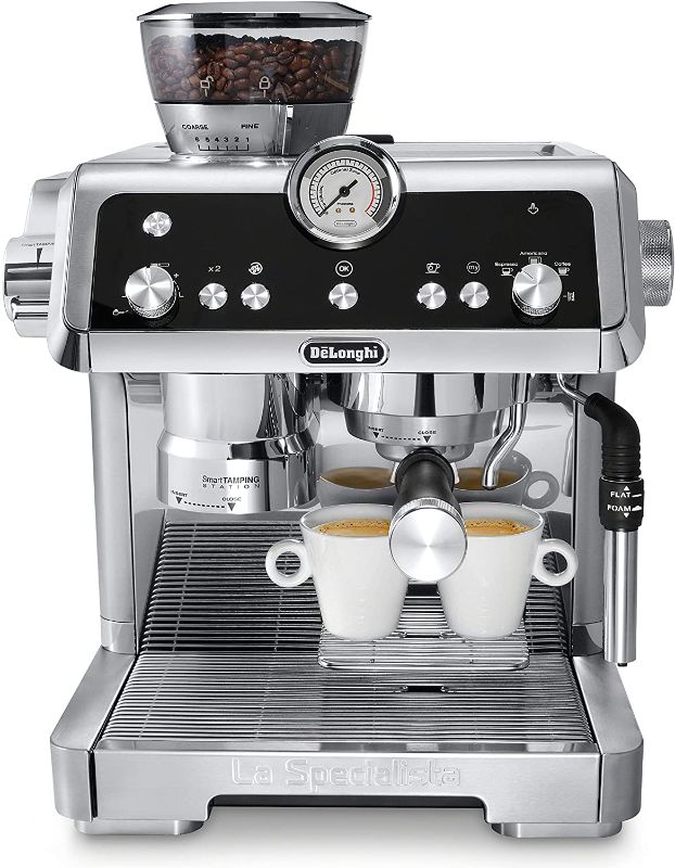 Photo 1 of De'Longhi La Specialista Espresso Machine with Sensor Grinder, Dual Heating System, Advanced Latte System & Hot Water Spout for Americano Coffee or Tea & Milk Frothing Jug, 12 oz, Stainless Steel
