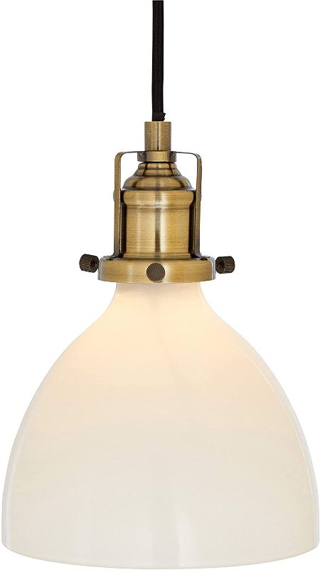 Photo 1 of Amazon Brand – Rivet Lux Brass Pendant, 9"H, Glass Shade
