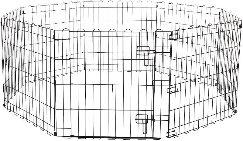 Photo 1 of Amazon Basics Foldable Metal Dog and Pet Exercise Playpen, XS to L Size, With Door
