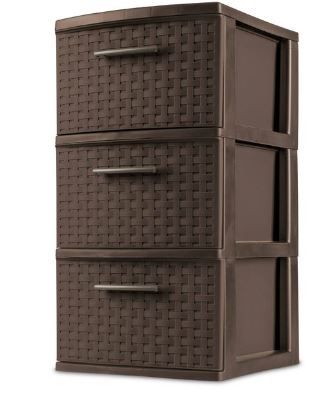 Photo 1 of 3 Drawer Medium Weave Tower Brown - Room Essentials™

