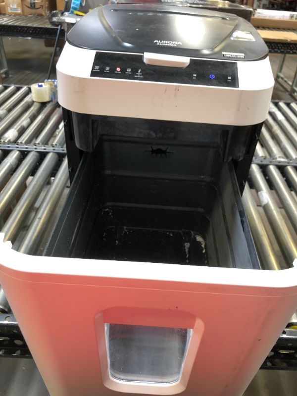 Photo 5 of Aurora Commercial Grade 200-Sheet Auto Feed High Security Micro-Cut Paper Shredder/ 60 Minutes/ Security Level P-5---ITEM IS DIRTY FROM EXPOSURE/NEEDS TO BE CLEANED---HAS MINOR SCRATHCES FROM EXPSOURE AND SHIPPING---RIGHT SIDE PANNEL IS OUT OF PLACE---