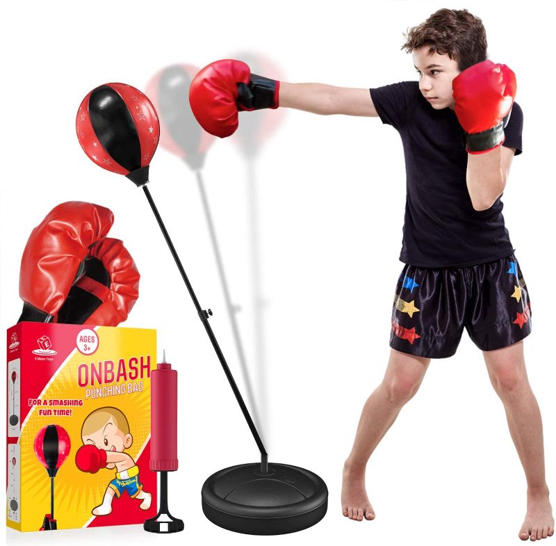 Photo 1 of EMAAS Punching Bag Set for Kids with Boxing Gloves & Hand Pump - 3-8 Years Old Adjustable Kids Punching Bag with Stand