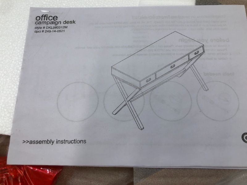 Photo 5 of Campaign Wood Writing Desk with Drawers - Threshold™

