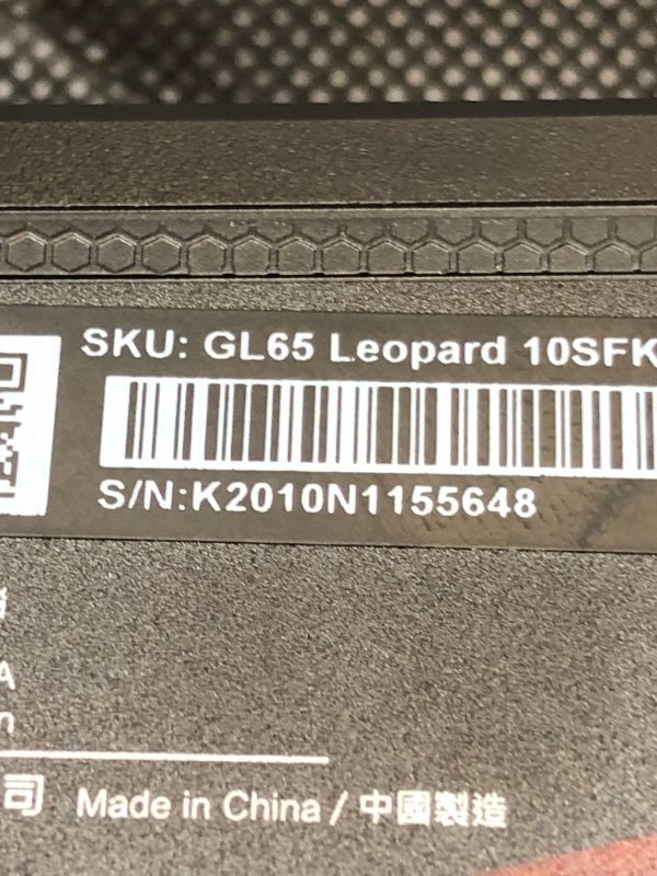 Photo 5 of MSI GL65 Leopard 10SFK-062 15.6" FHD 144Hz 3ms Thin Bezel Gaming Laptop Intel Core i7-10750H RTX2070 16GB 512GB NVMe SSD Win 10
