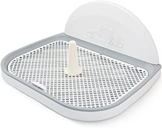 Photo 1 of HIPIPET Puppy Dog Potty Tray 23.2''X17.8''X1.9 Puppy Pad Holder with Removable Post and Wall Cover for Cats and Dogs Toilet (White)
