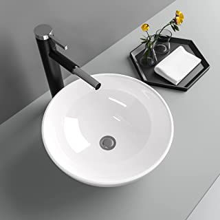 Photo 1 of Round Vessel Sink - Lofeyo 13"x13" Bathroom Sink Above Countertop White Ceramic Porcelain Small Lavatory Vanity Vessel Sink Basin
