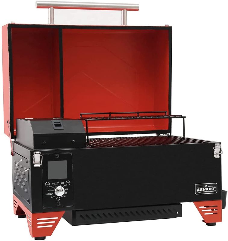 Photo 1 of ASMOKE AS350 Portable Wood Pellet Grill & Smoker, Superheated Steam Technology, 8-In-1 Cooking Versatility, 256 Sq in Burgundy Red